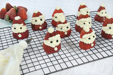 Christmas holiday Strawberry Santas dessert party food 