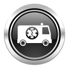 ambulance icon, black chrome button