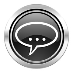 forum icon, black chrome button, chat symbol, bubble sign