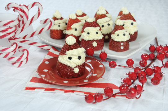 Christmas Holiday Strawberry Santas Dessert Party Food 