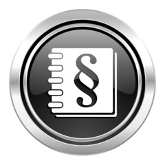law icon, black chrome button