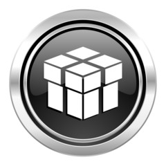 box icon, black chrome button