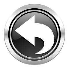 back icon, black chrome button, arrow sign