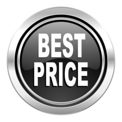 best price icon, black chrome button
