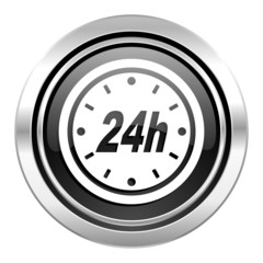 24h icon, black chrome button