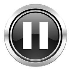 pause icon, black chrome button