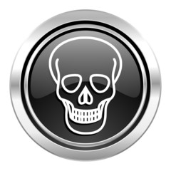 skull icon, black chrome button, death sign