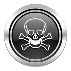 skull icon, black chrome button, death sign