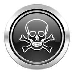 skull icon, black chrome button, death sign