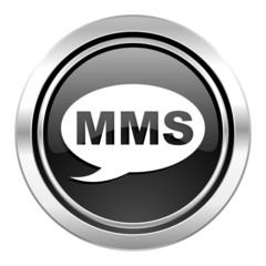 mms icon, black chrome button, message sign