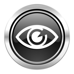 eye icon, black chrome button, view sign