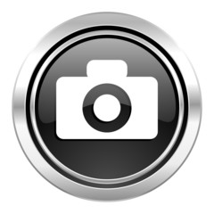 camera icon, black chrome button