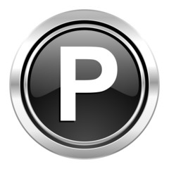 parking icon, black chrome button