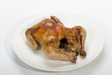Crispy Roast Chicken on Clear White Plate
