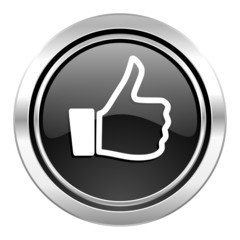 like icon, black chrome button, thumb up sign