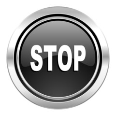 stop icon, black chrome button