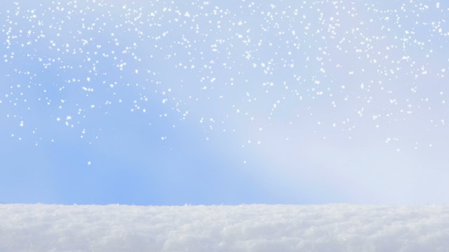 motion of winter snowflake snowfall on a blue sky backgrounds