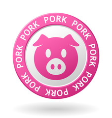 vector pork meat circle icon