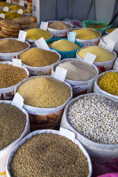 Detail of grain food on the market