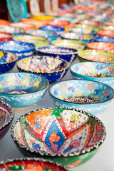 Fototapeta na wymiar Turkish traditional handpainted pottery bowls