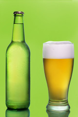 Beer bottle and glass