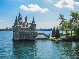 Overview of Boldt Castle, St Lawrence river, USA-Canada Border