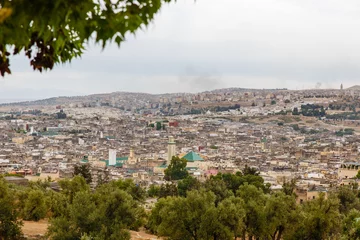 Fotobehang Panorama van Fes, Marokko © John Hofboer