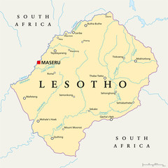 Lesotho Political Map - obrazy, fototapety, plakaty