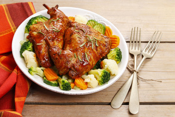 Roasted rabbit with vegetables