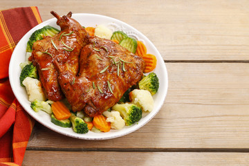 Roasted rabbit with vegetables