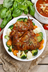 Roasted rabbit with vegetables