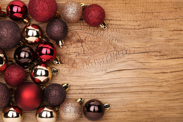 Christmas Balls Over Wooden Background