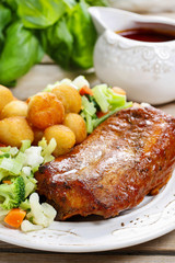 Roasted rabbit with vegetables