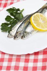fresh sardines with lemon.