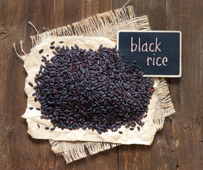 Black rice with small  chalkboard