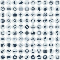 Set of 100 web and mobile icons. Vector.