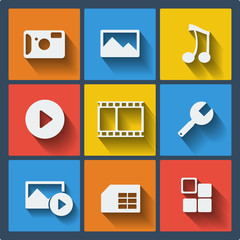 Set of 9 web and mobile icons. Vector.