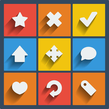Set of 9 web and mobile icons. Vector.