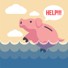 Piggy bank. Vector flat illustration