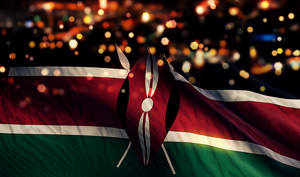 Kenya National Flag Light Night Bokeh Abstract Background