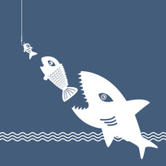 Obraz premium big fish eat little fish