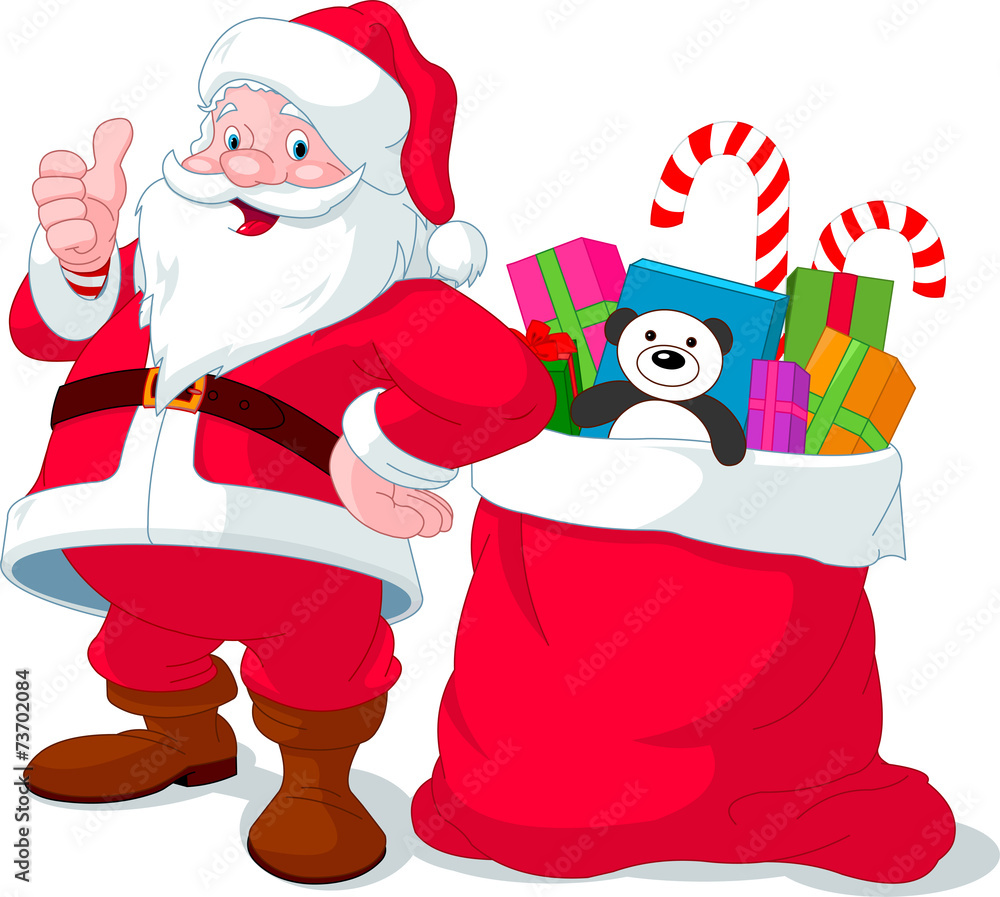 Poster santa claus with sack full of gifts