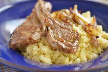 Lamb cutlets with couscous