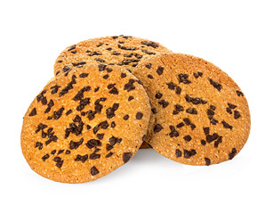 Chocolate chips cookies isolated on white