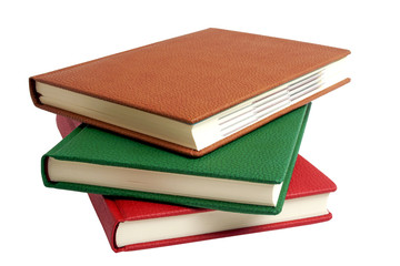 Colorful books isolated on white background