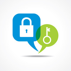 Lock and key in message bubble stock vector