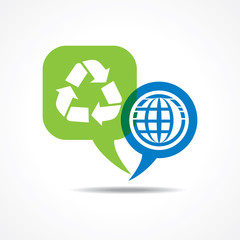 Waterdrop and recycle icon in message bubble stock vector