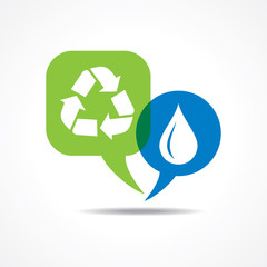 Waterdrop and recycle icon in message bubble stock vector