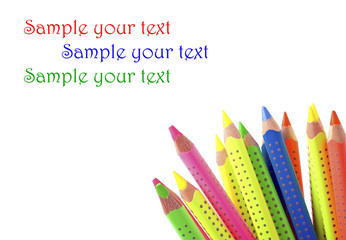 Color pencils on a white background