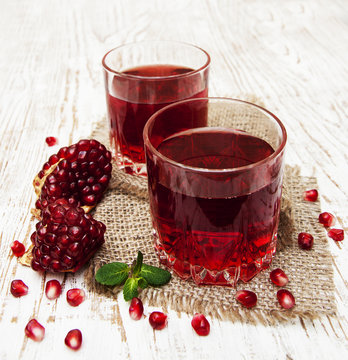 Two glasses of pomegranate juice